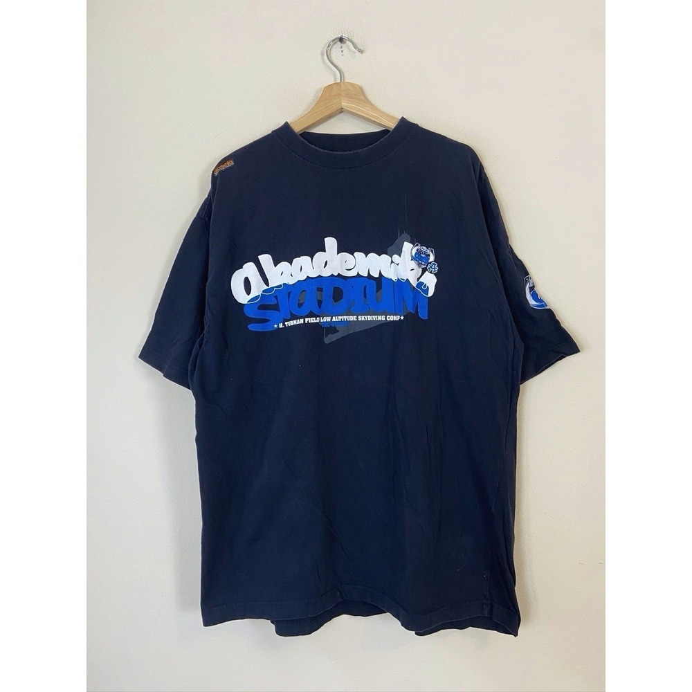 Vintage y2k Akademiks Skydiving Comp Graphic Navy Blue Tee Shirt - XL